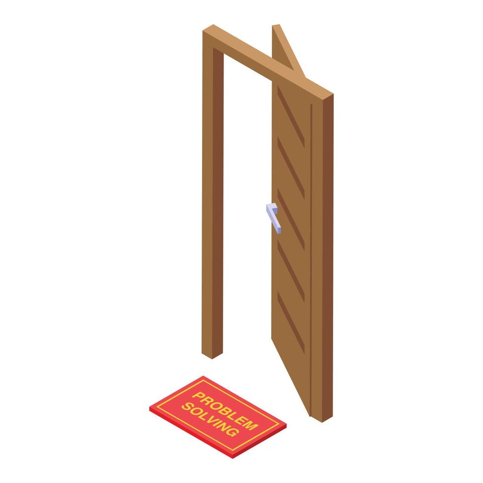 Door problem solving icon, isometric style vector