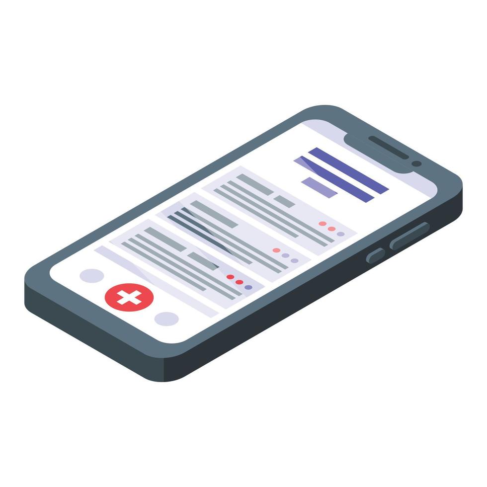 Application of telemedicine in smartphone icon, isometric style vector