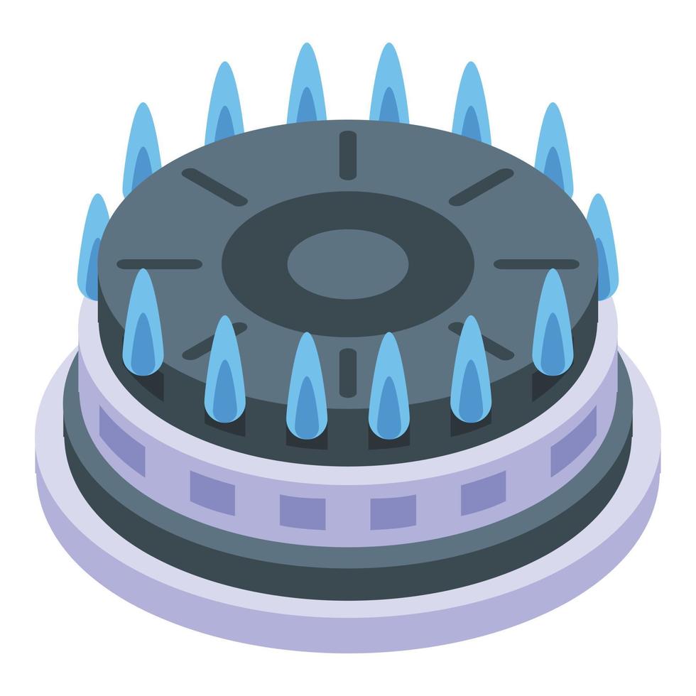 Propane burning gas stove icon, isometric style vector
