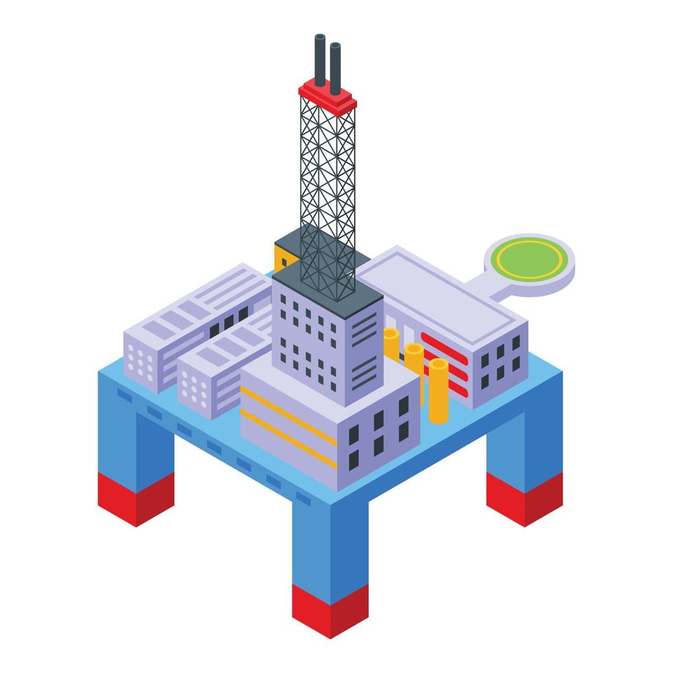 Sea drilling rig energy icon, isometric style vector