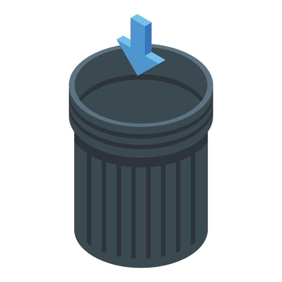 Trash container icon, isometric style vector