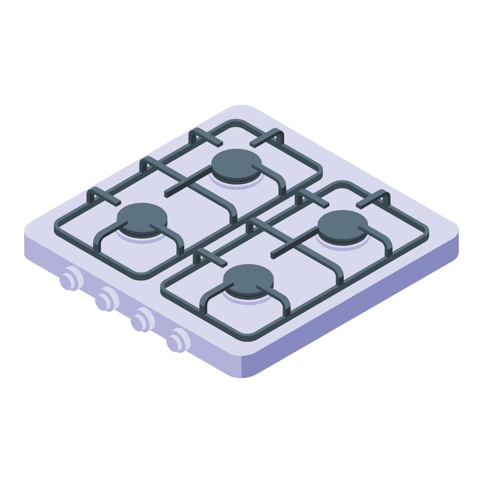 Device burning gas stove icon, isometric style vector