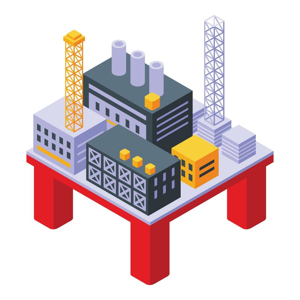 Sea drilling rig oil icon, isometric style vector