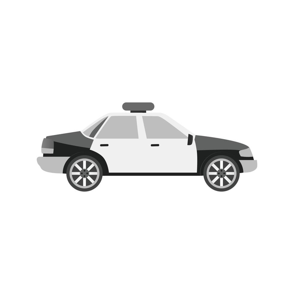 icono de escala de grises plano de coche de policía vector