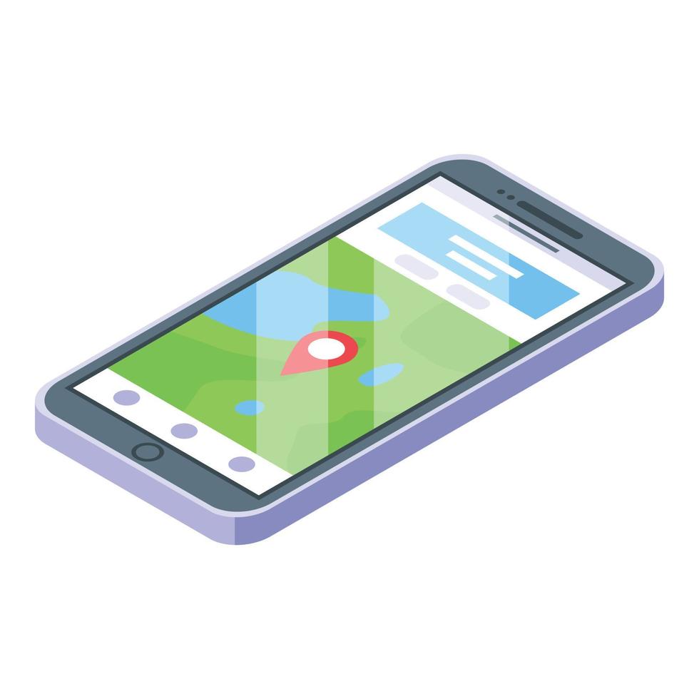 Drug delivery phone location icon, isometric style vector