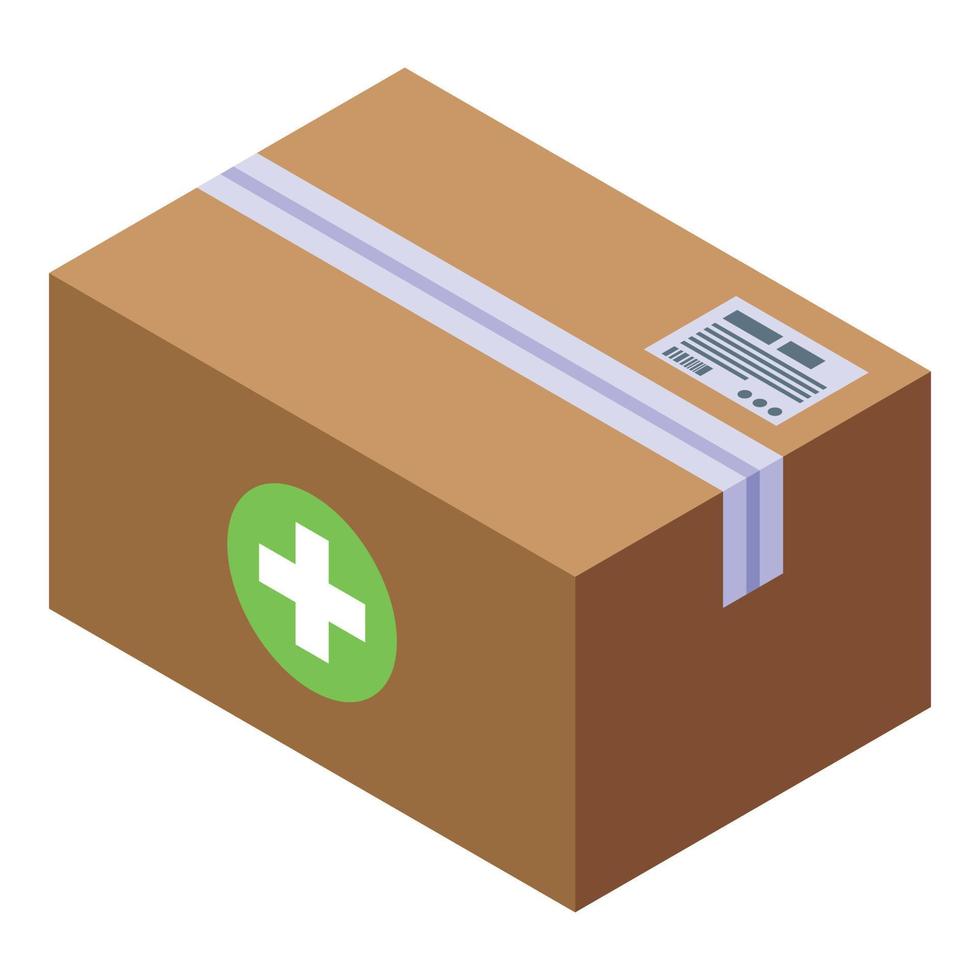 icono de paquete de entrega de medicamentos, estilo isométrico vector