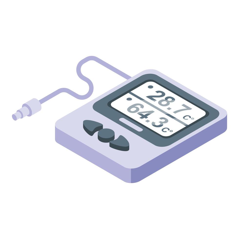 Electronic digital thermometer icon, isometric style vector