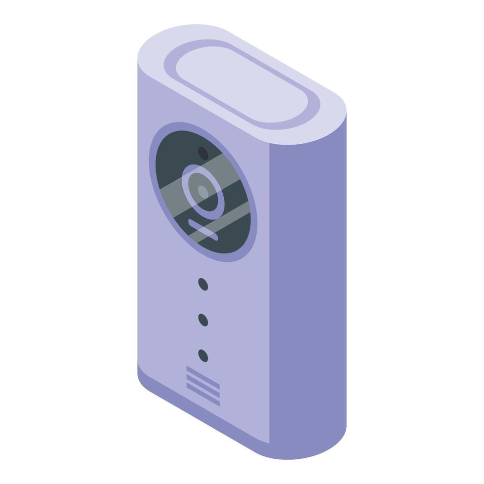 Indoor camera secured control icon, isometric style vector
