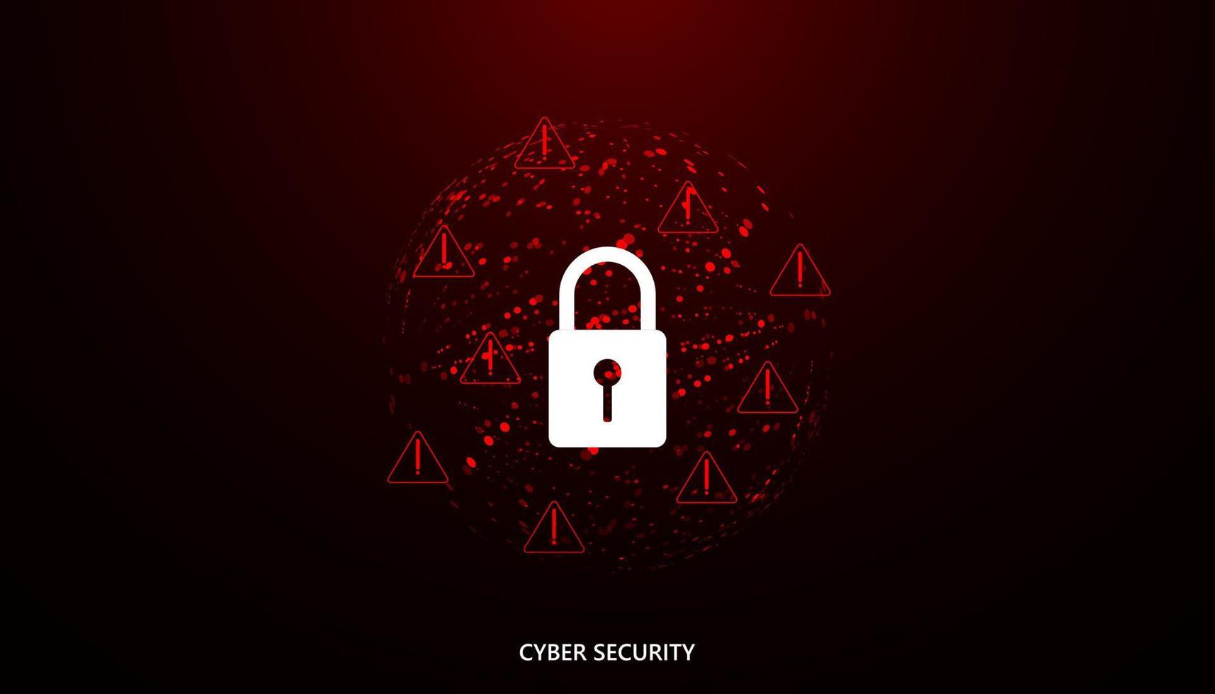 abstract dot network circle digital cyber security padlock connection and communication futuristic on red background. vector