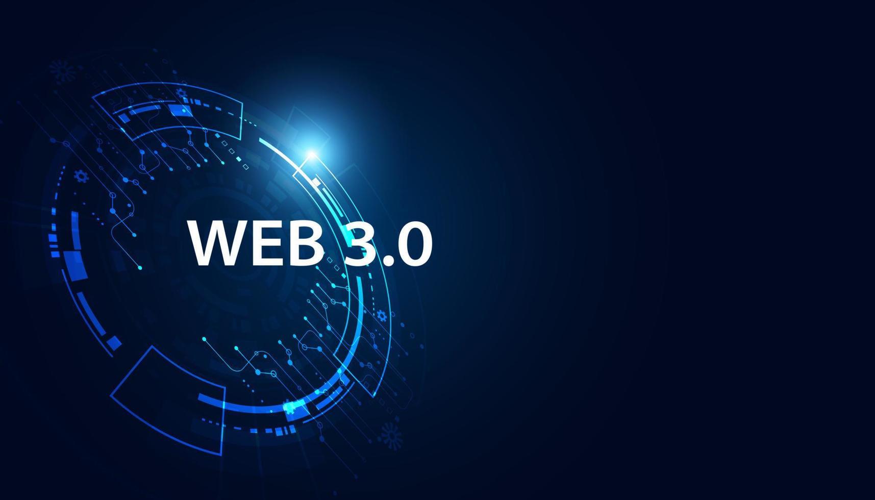 Abstract, Web 3.0 and blockchain circle, Technology or Concept to Develop Web Links, Decentralized, Bottom-up Design, Consensus on Blue Background. Modern digital, futuristic vector
