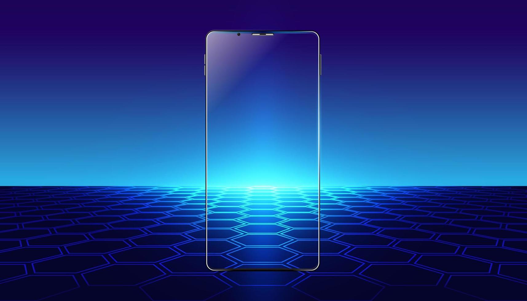 abstract mobile phone mockup on background futuristic blue modern vector