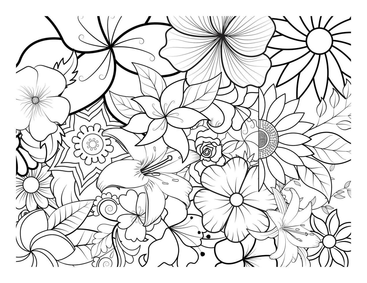 libro para colorear para adultos y niños mayores. página para colorear con  marco de patrón de flores 15649173 Vector en Vecteezy