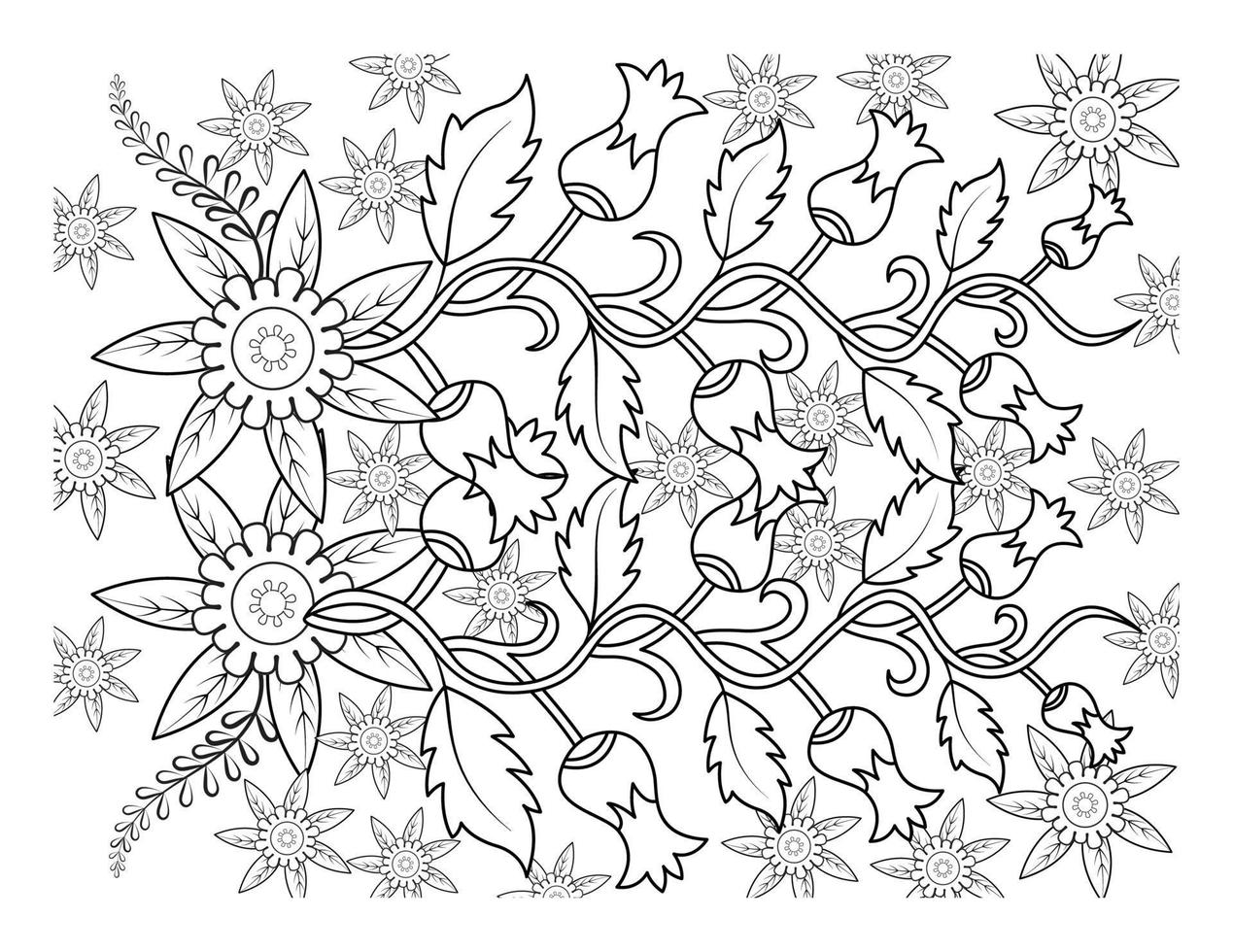 libro para colorear para adultos y niños mayores. página para colorear con  marco de patrón de flores 15649166 Vector en Vecteezy
