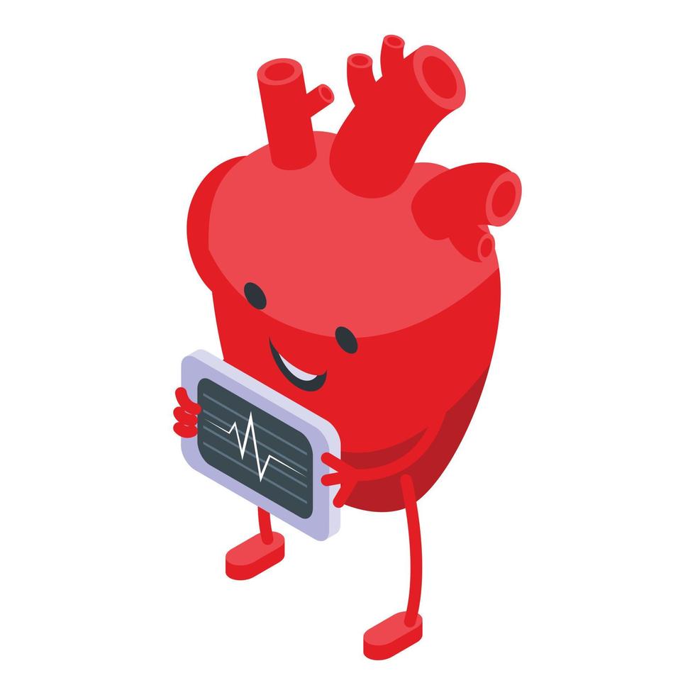 Healthy smiling heart icon, isometric style vector