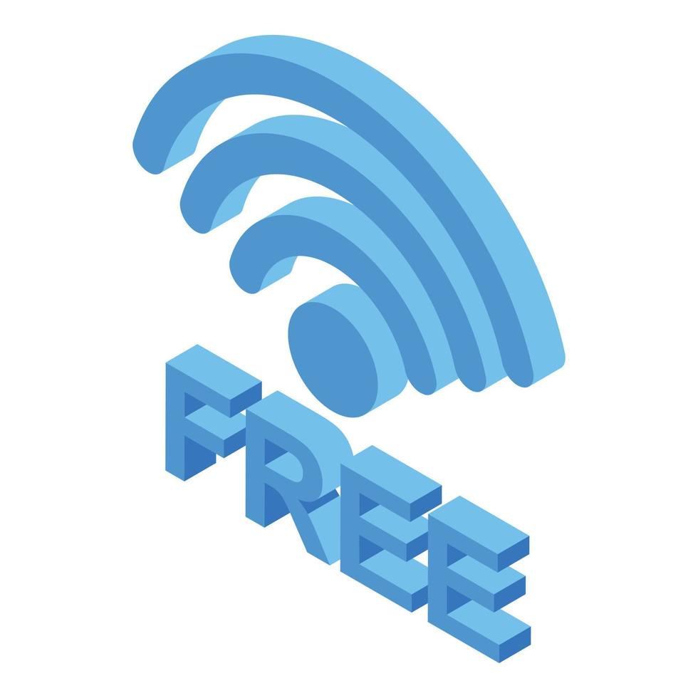 Free wifi zone symbol icon, isometric style vector