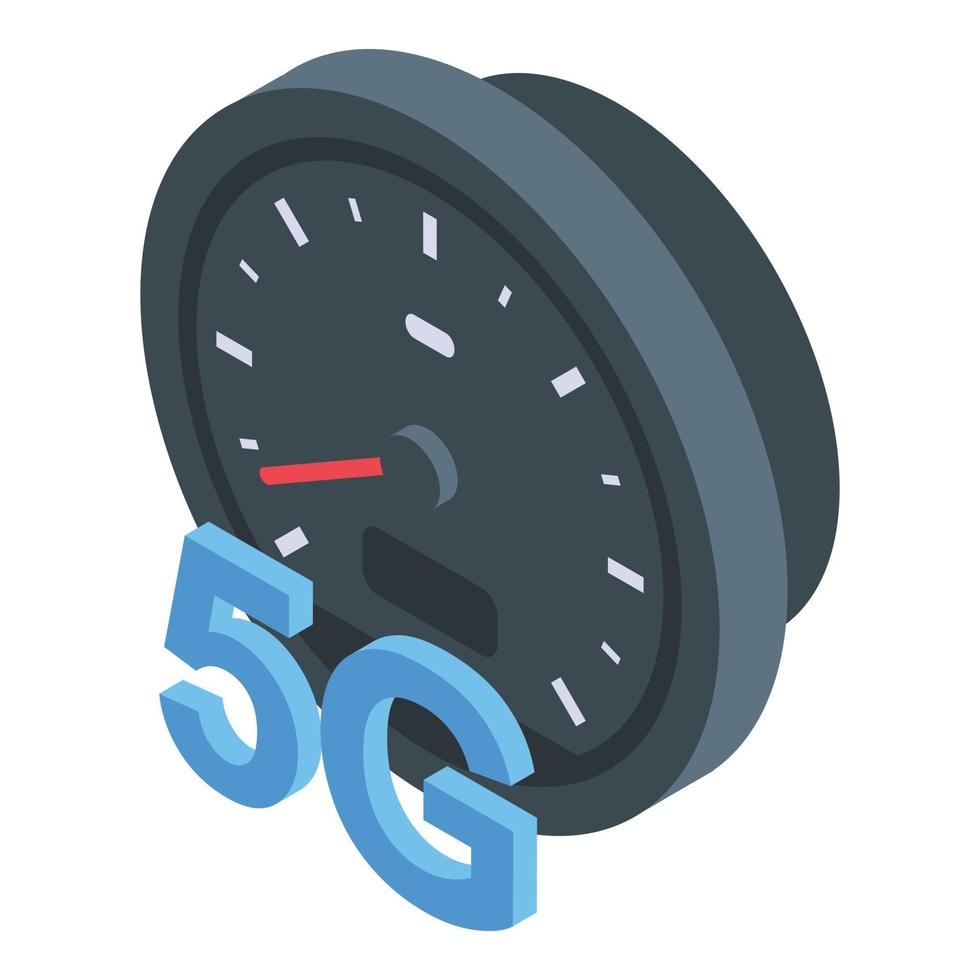 Icono de velocidad de Internet de prueba 5g, estilo isométrico vector