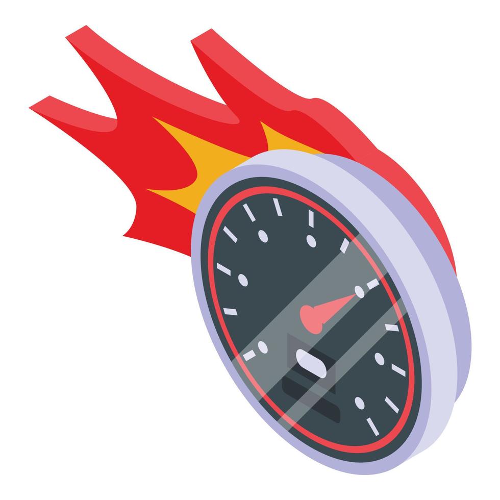 Fire internet speed icon, isometric style vector