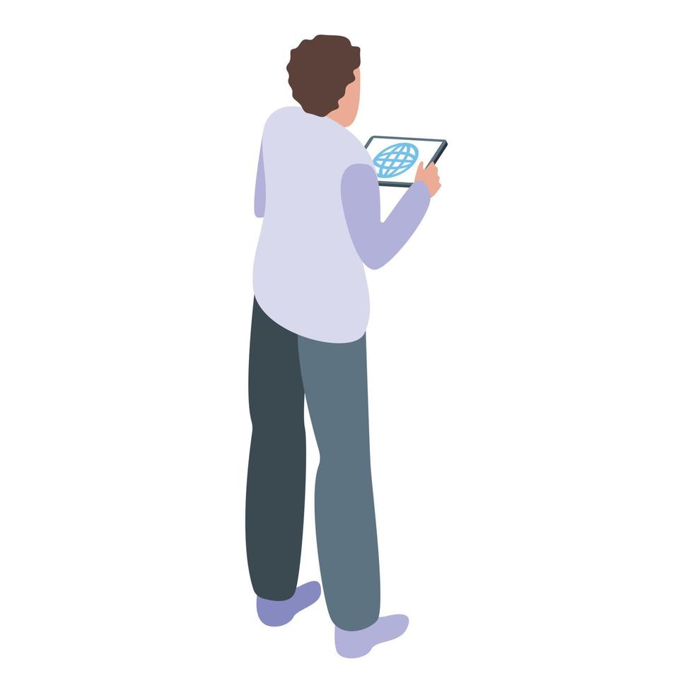 Free wifi zone tablet icon, isometric style vector