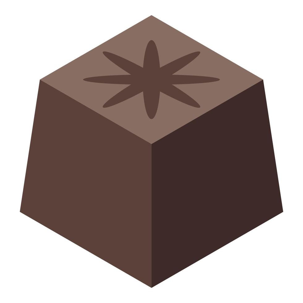 icono de chocolate negro, estilo isométrico vector