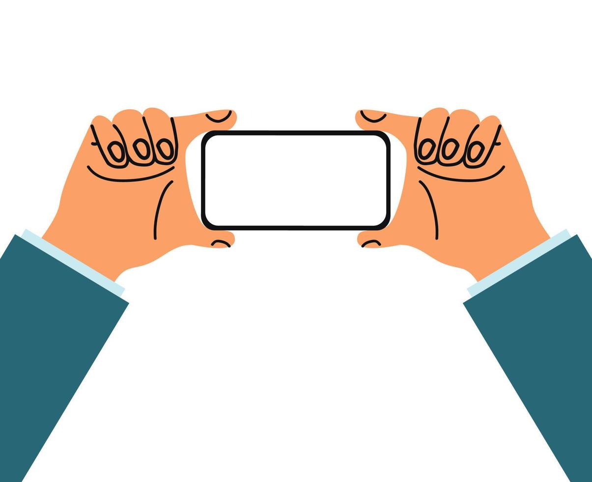 smartphone  with hand holding vector