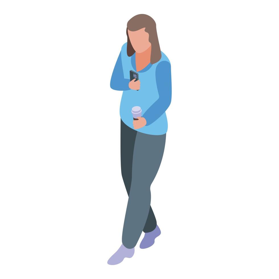 Online job search smartphone icon, isometric style vector