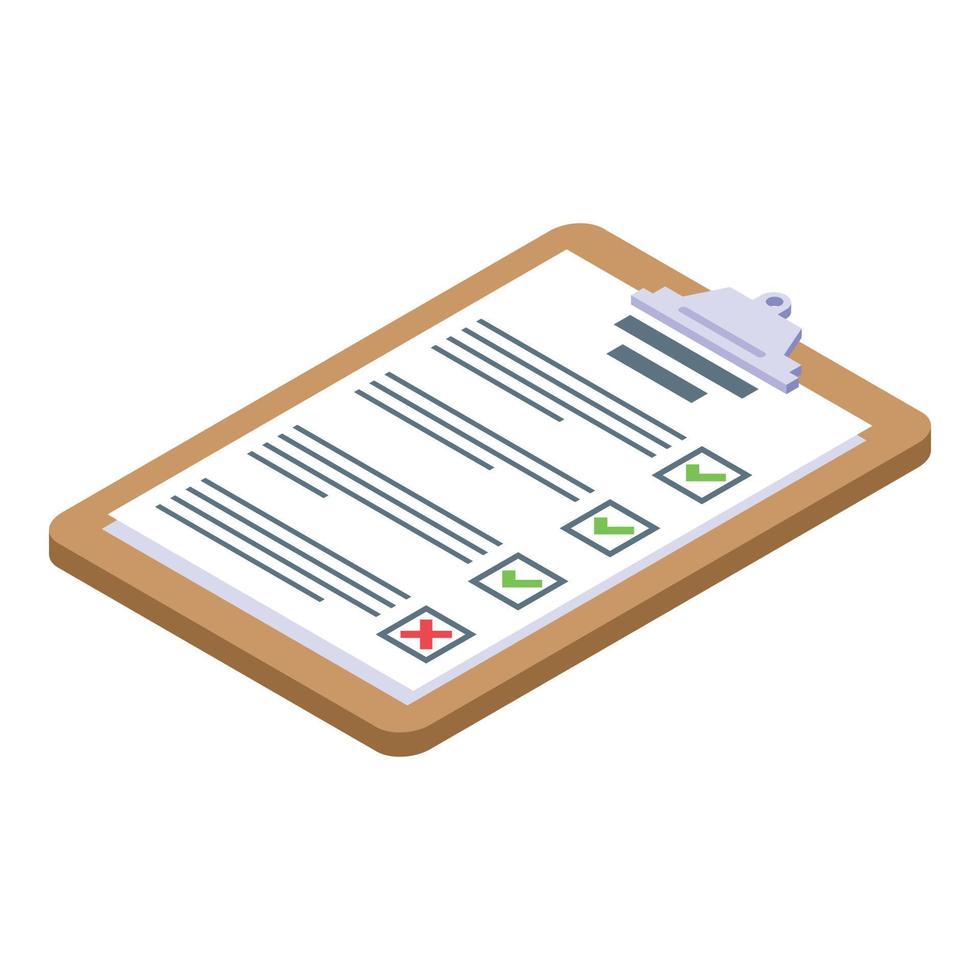 Clipboard assignment icon, isometric style vector