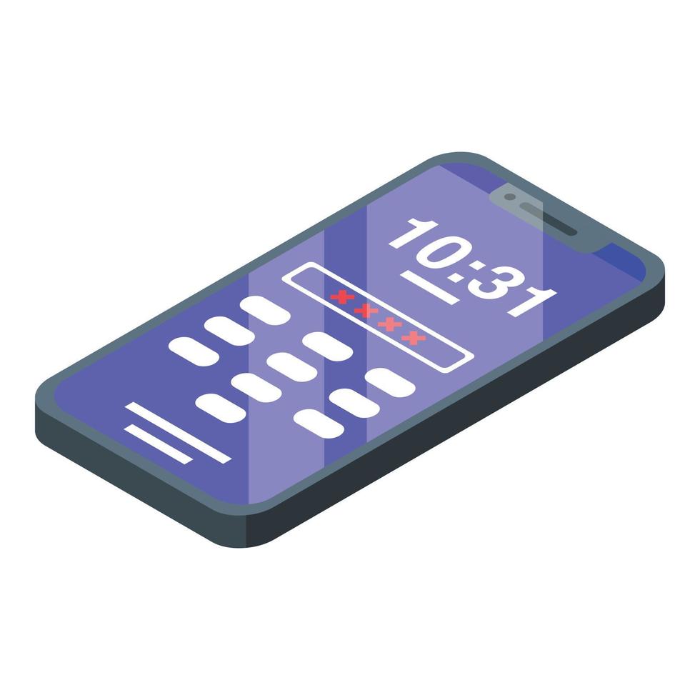 Phone password icon, isometric style vector