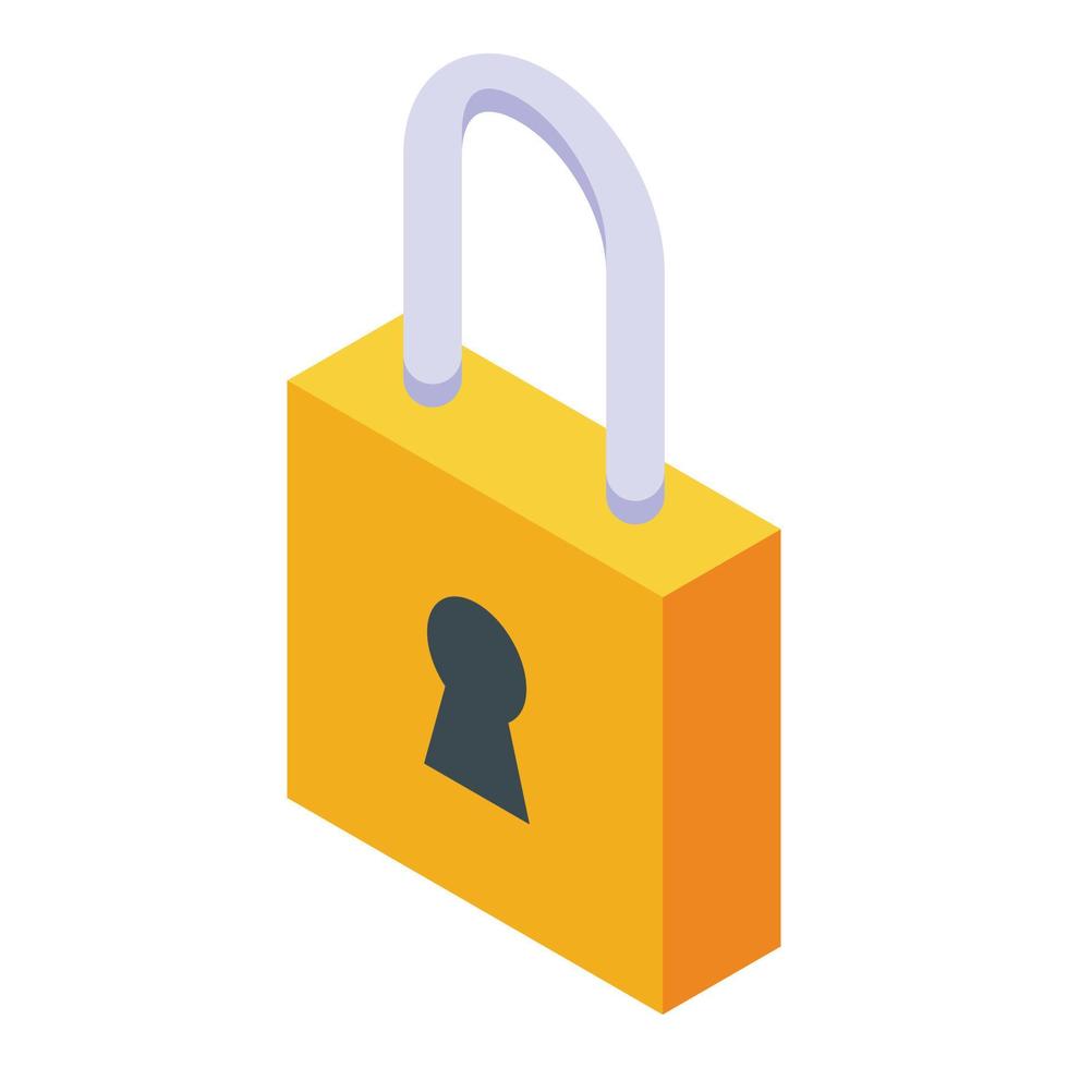 Lock key icon, isometric style vector