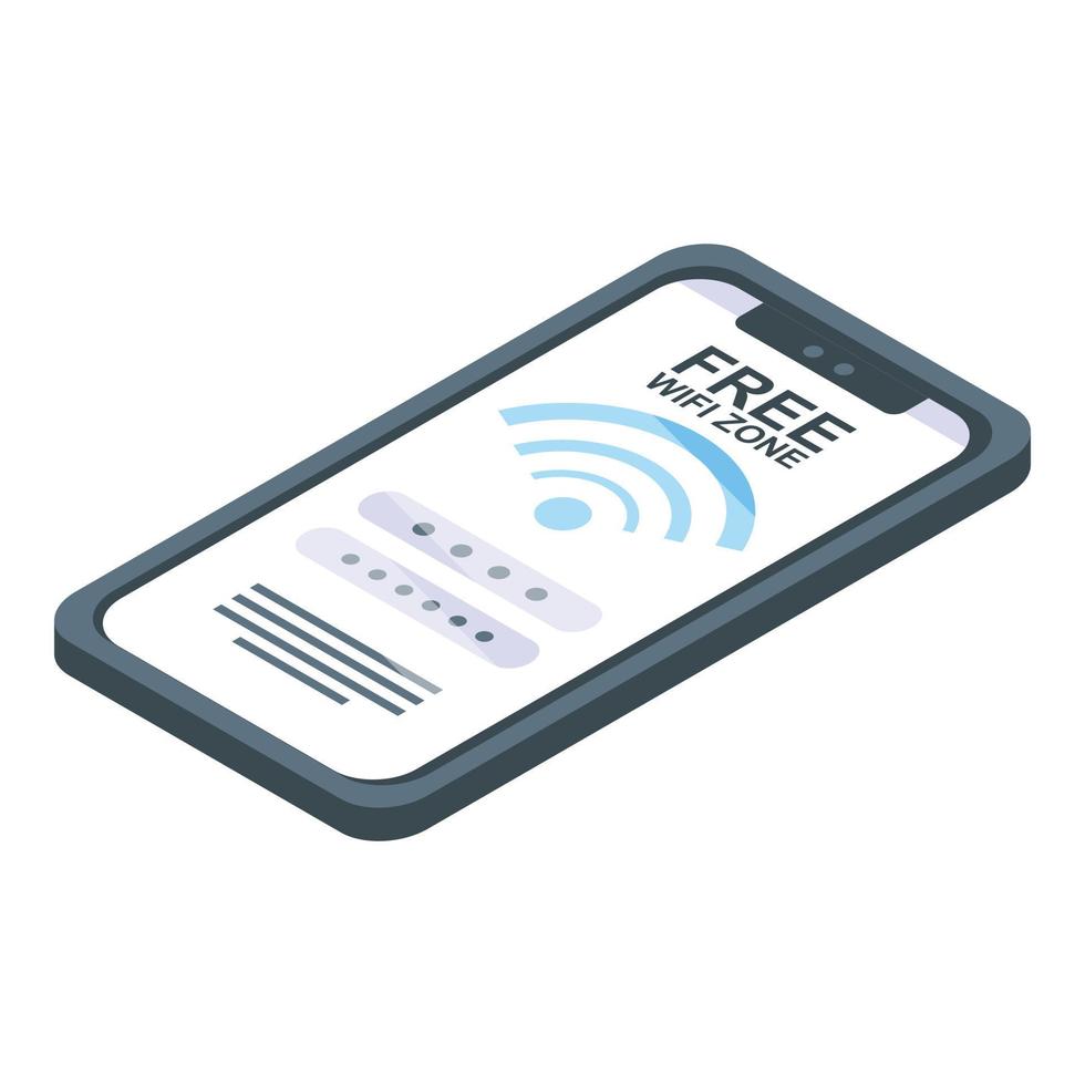 icono de zona wifi gratis, estilo isométrico vector