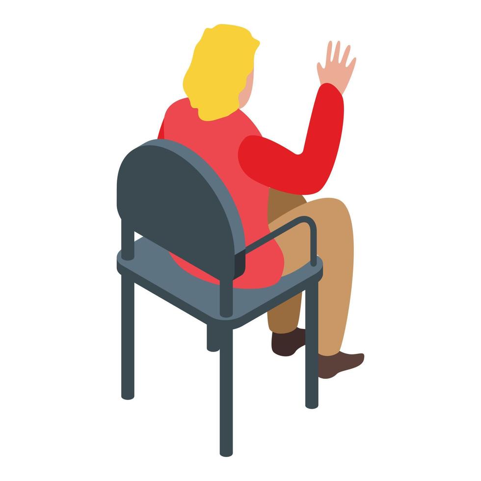 Auction woman icon, isometric style vector