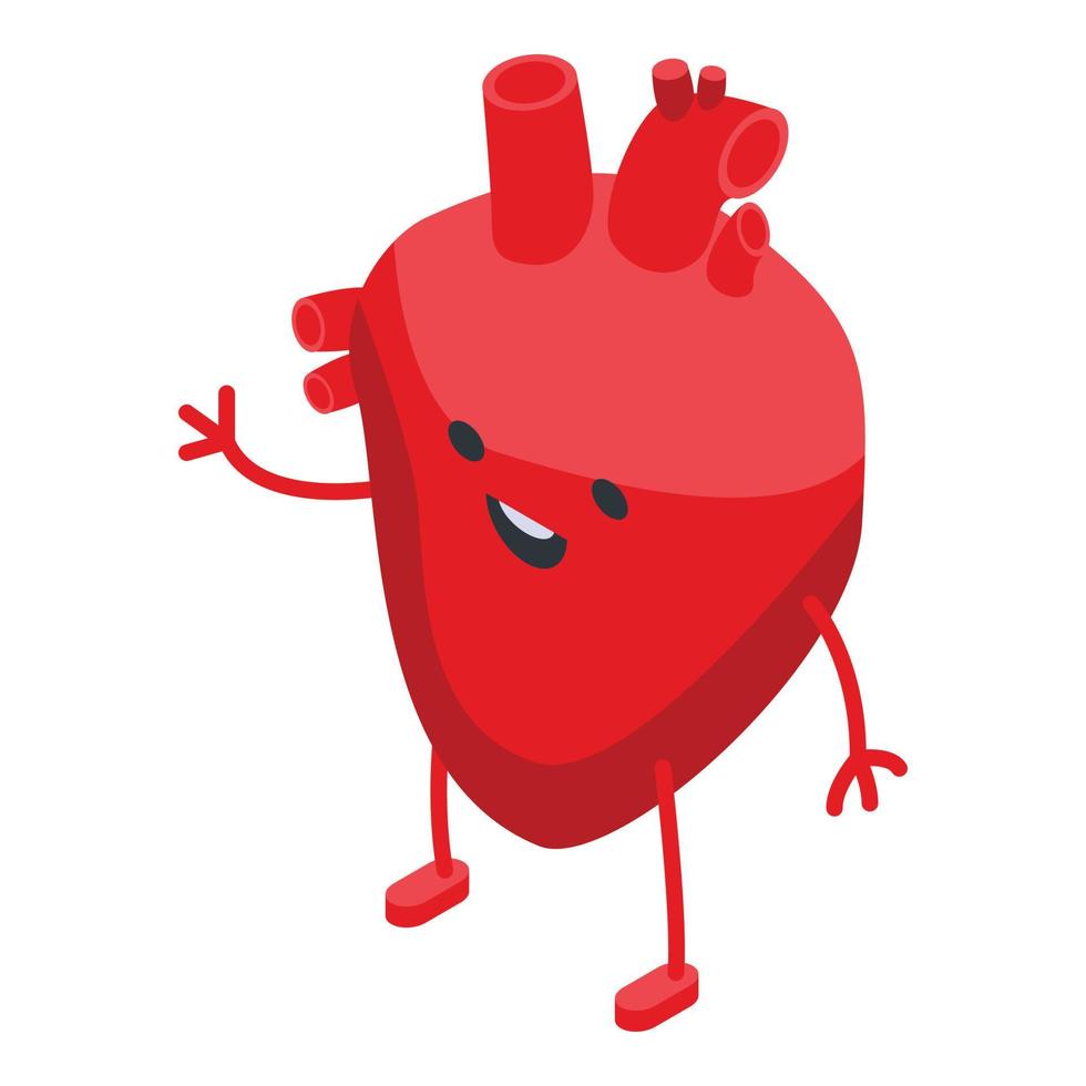 Red healthy heart icon, isometric style vector