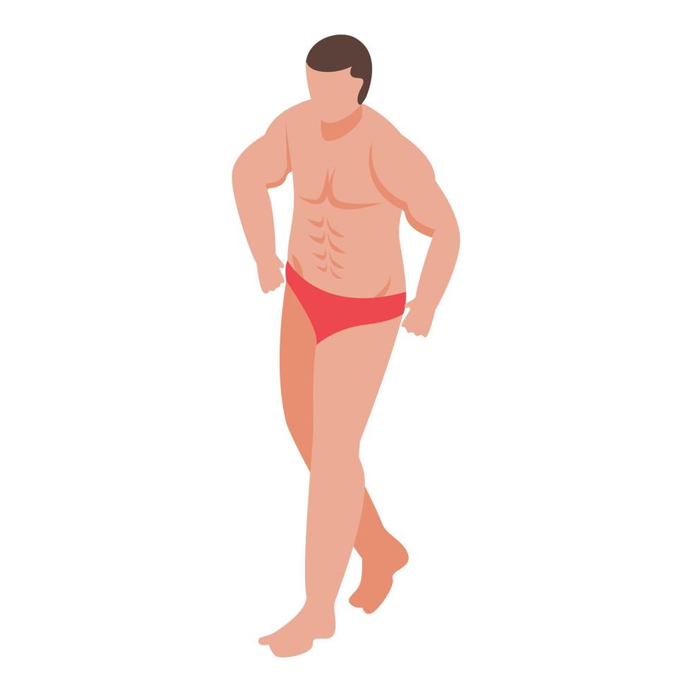 Man bodybuilding icon, isometric style vector