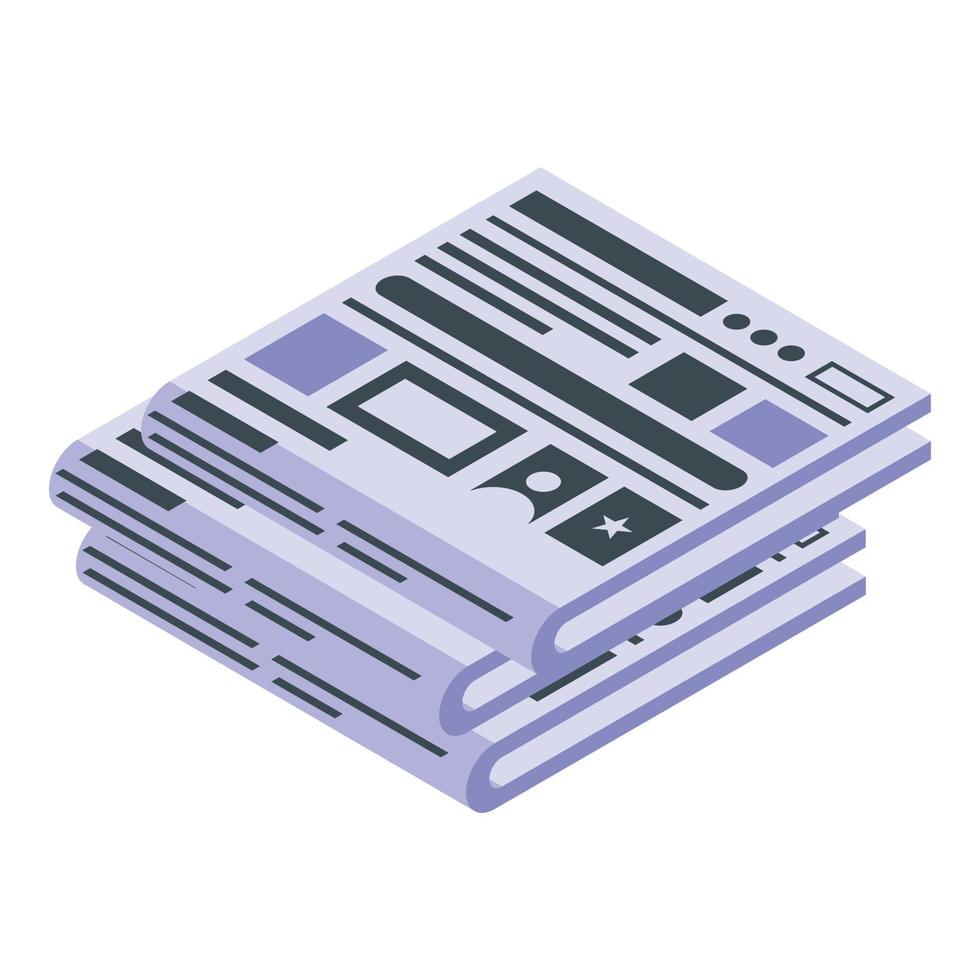 Newspaper reportage icon, isometric style vector