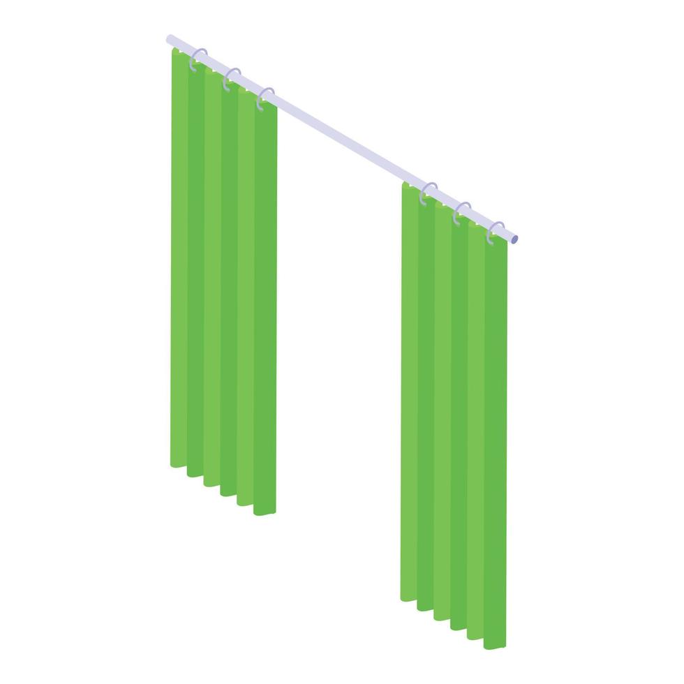 Green shower curtain icon, isometric style vector