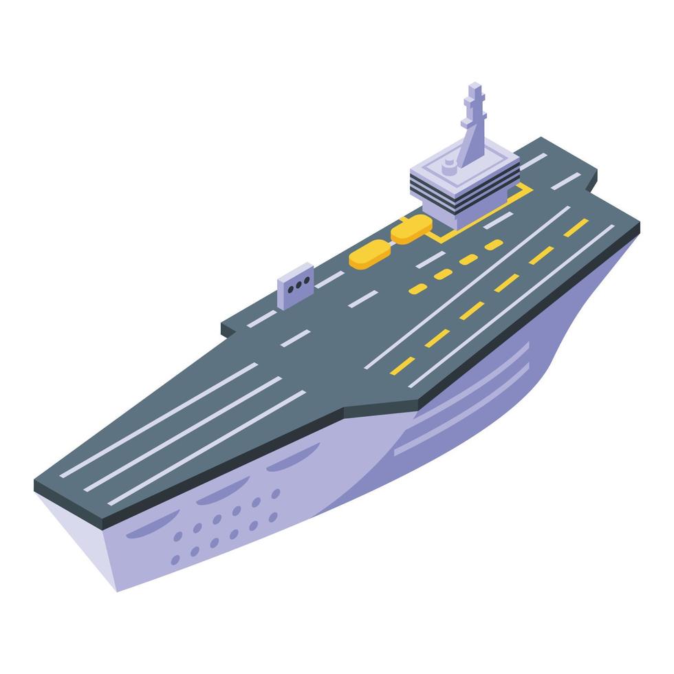 Aircraft carrier top army icon, isometric style vector