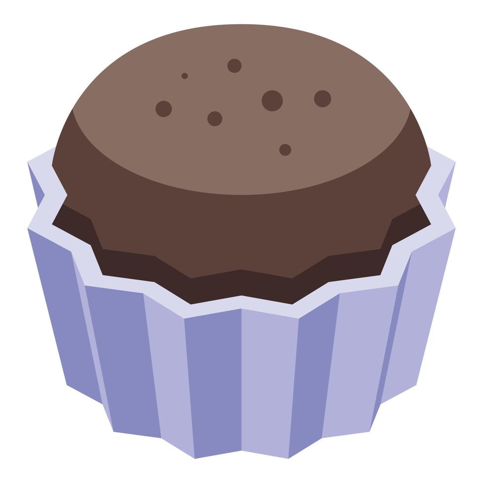 icono de cupcake de pasta de chocolate, estilo isométrico vector