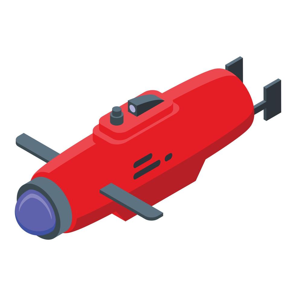 Red bathyscaphe icon, isometric style vector