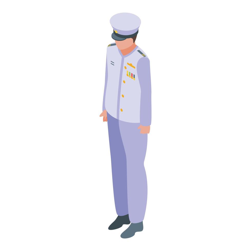 Aircraft carrier captain icon, isometric style vector