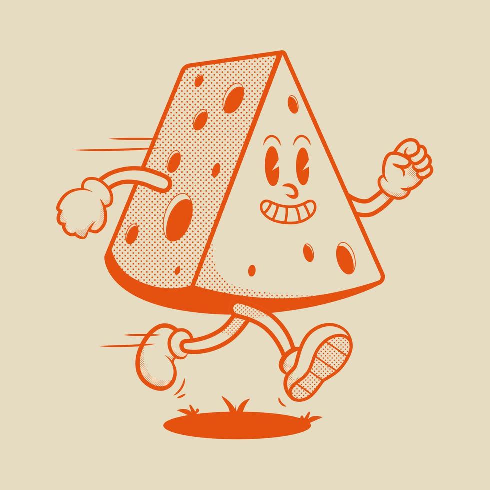 personaje de queso, personaje de mascota retro vector