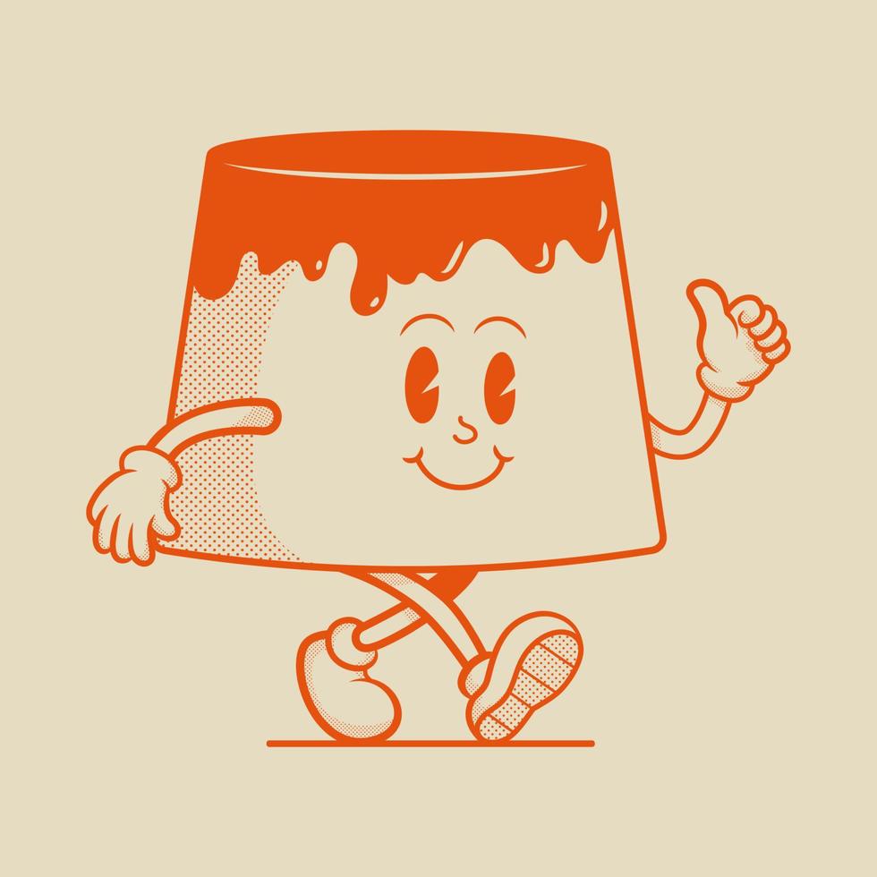 personaje de pudín de natillas, personaje de mascota retro vector