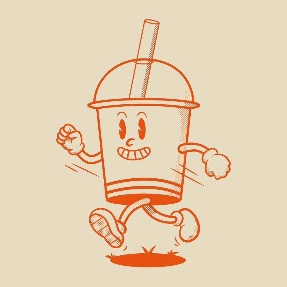 lindo personaje de taza, personaje de mascota retro vector