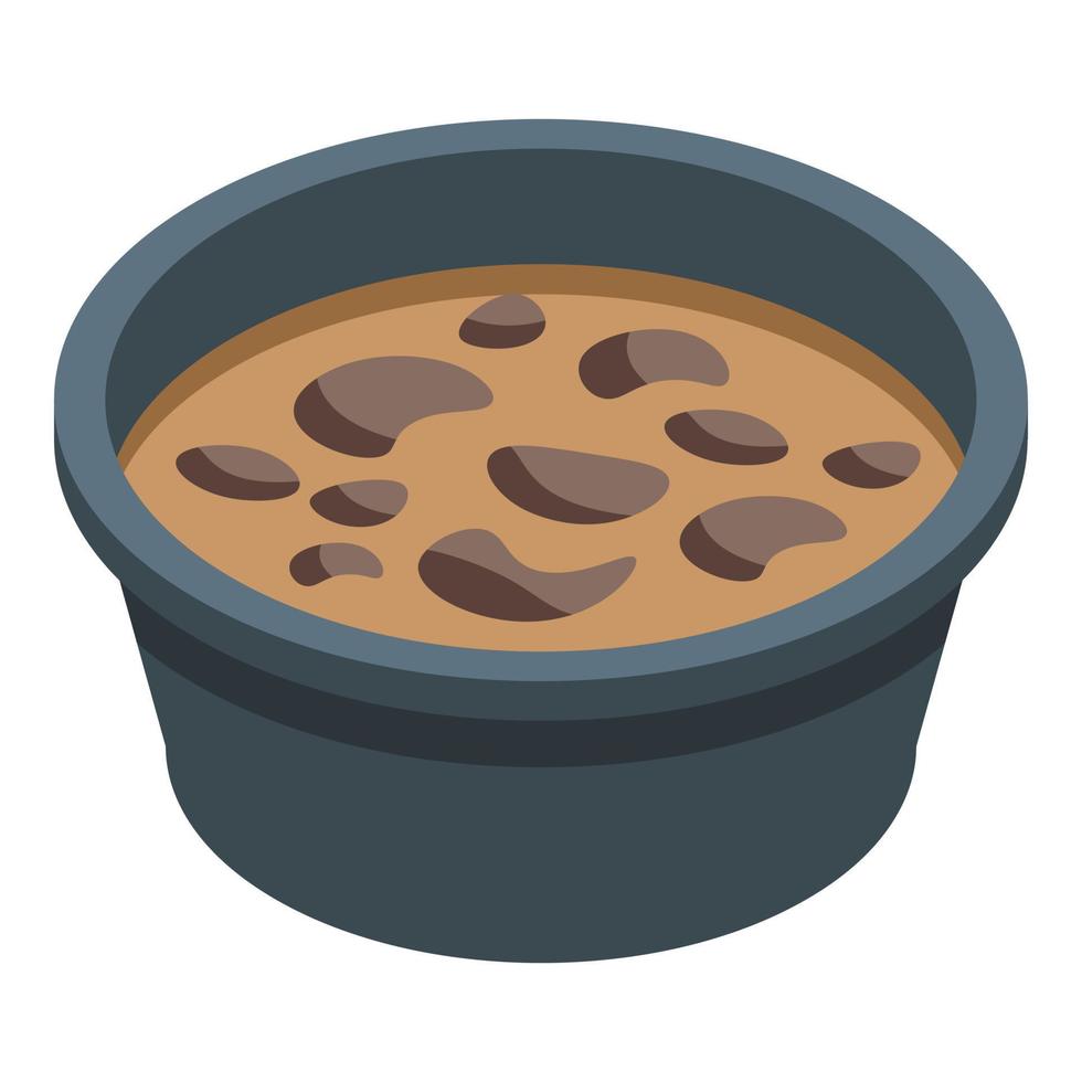 Bowl feed cat icon, isometric style vector