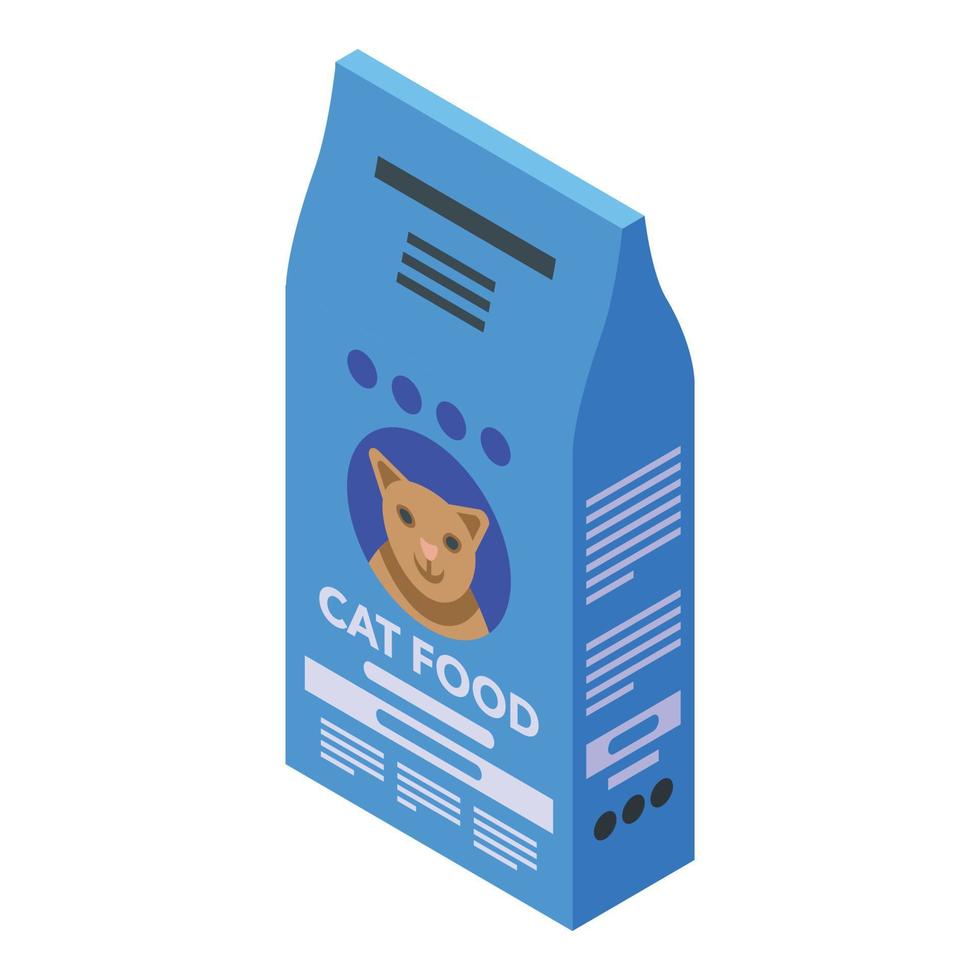 Cat feed bag icon, isometric style vector