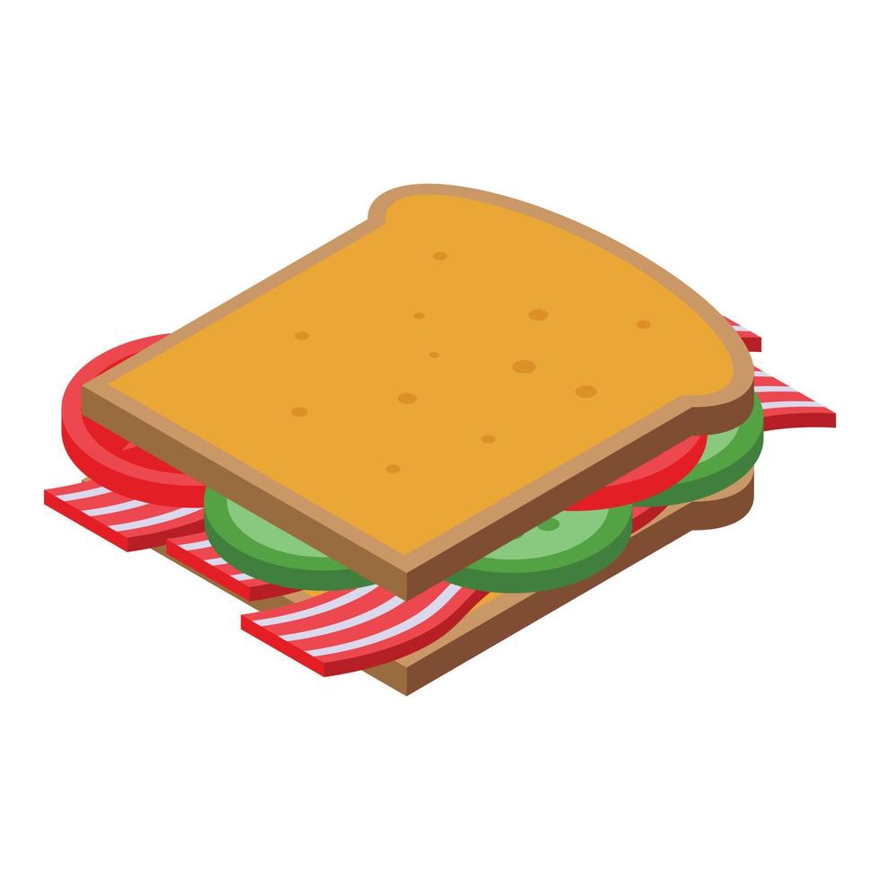 Sandwich bacon icon, isometric style vector