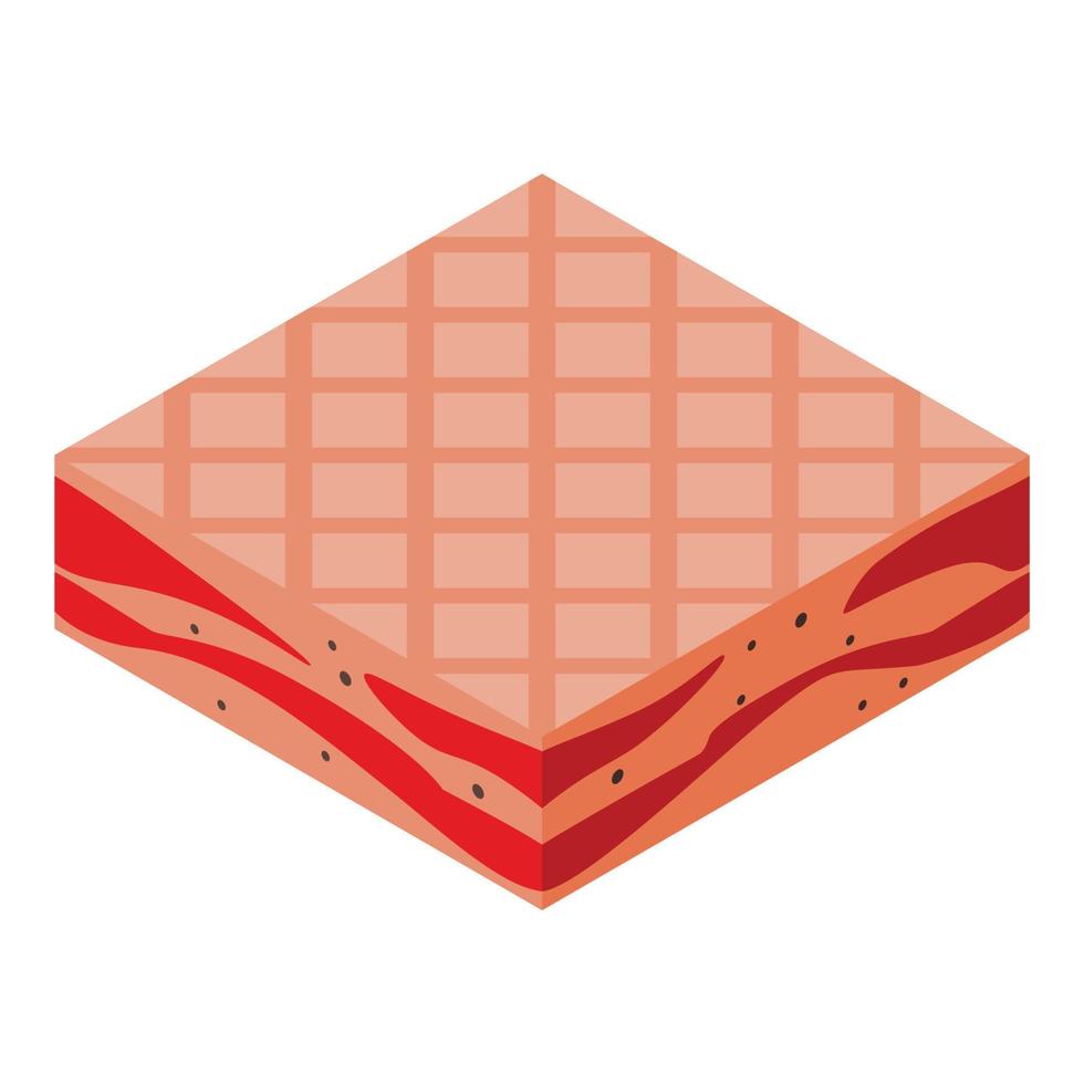 Pork bacon icon, isometric style vector