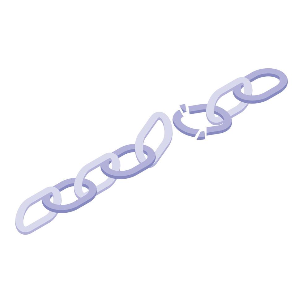 Broken metal chain icon, isometric style vector