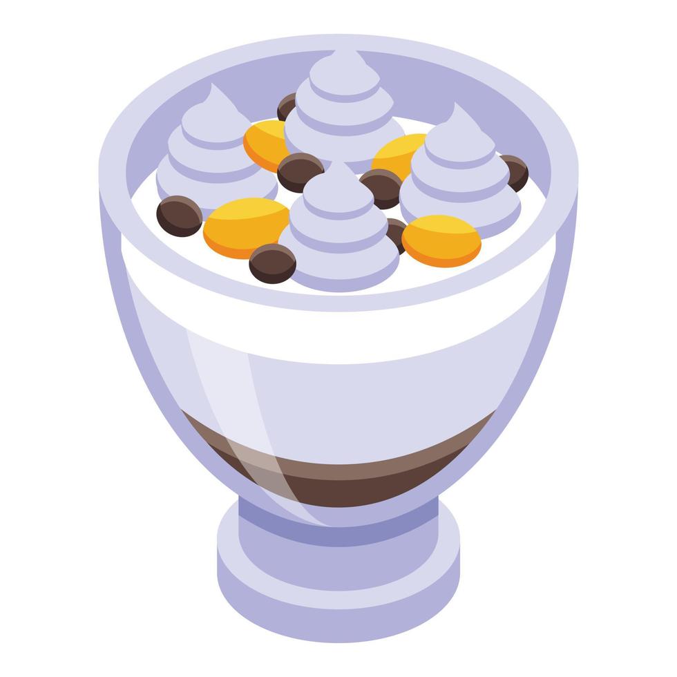 Healthy breakfast ice cream icon, isometric style vector