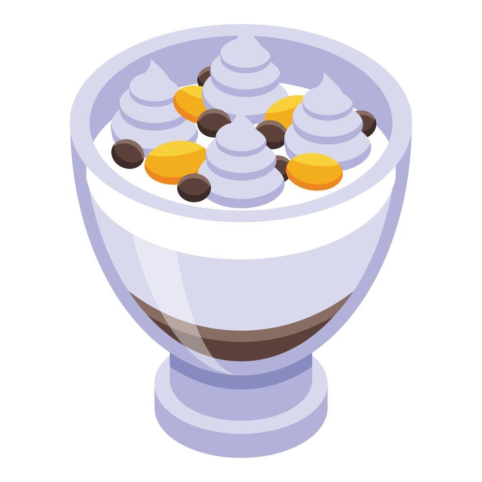 icono de helado de desayuno saludable, estilo isométrico vector