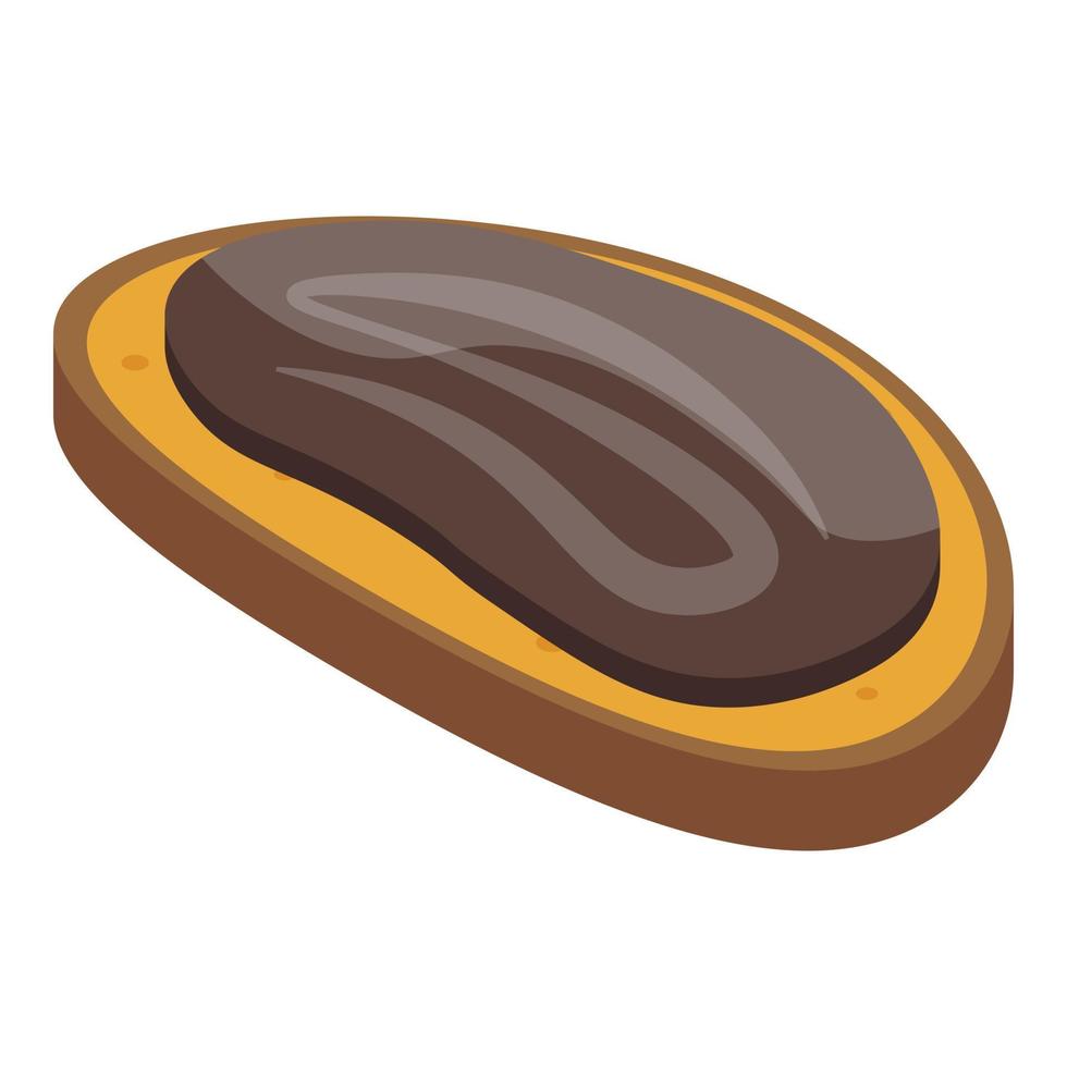 Chocolate paste bread icon, isometric style vector