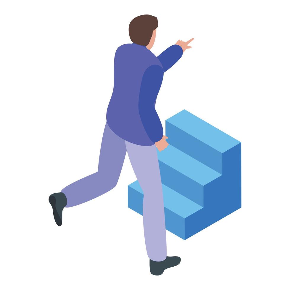 Stairs successful businessman icon, isometric style vector